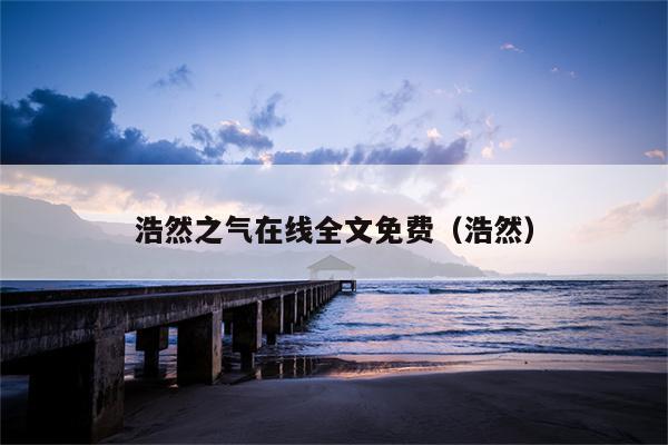 浩然之气在线全文免费（浩然）