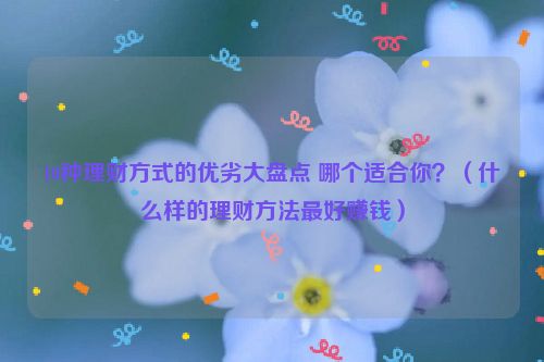 10种理财方式的优劣大盘点 哪个适合你？（什么样的理财方法最好赚钱）