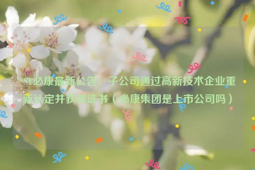 *ST必康最新公告：子公司通过高新技术企业重新认定并获得证书（必康集团是上市公司吗）