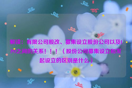 解读：有限公司股改、募集设立股份公司以及IPO之间的关系！！！（股份公司募集设立和发起设立的区别是什么）