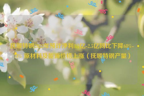 抚顺特钢2022年预计净利1.7亿-2.5亿同比下降68%-78% 原材料及能源价格上涨（抚顺特钢产量）