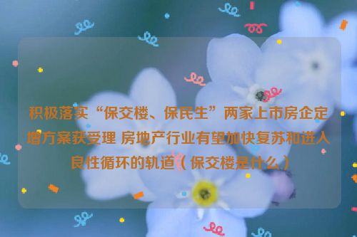 积极落实“保交楼、保民生”两家上市房企定增方案获受理 房地产行业有望加快复苏和进入良性循环的轨道（保交楼是什么）